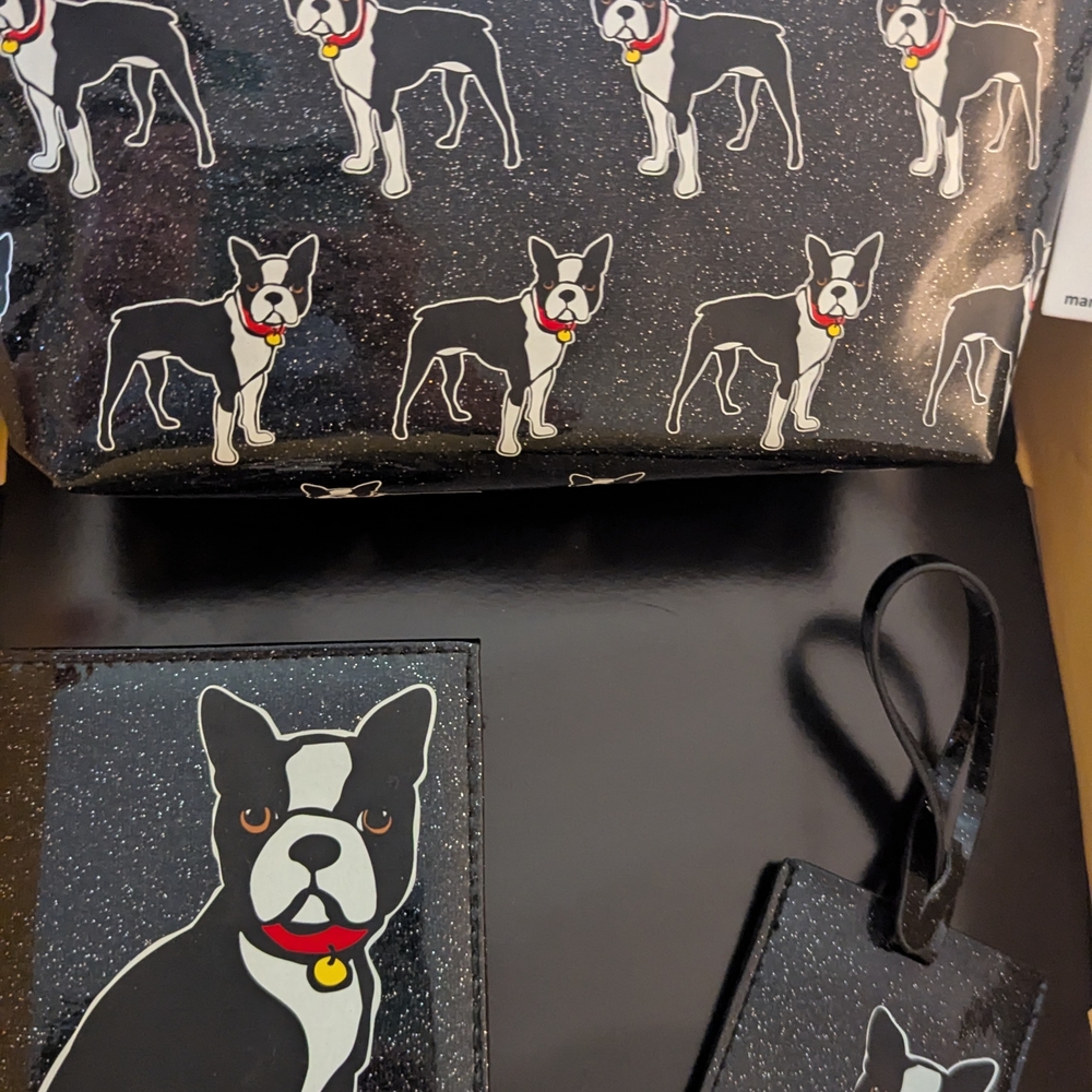 Chic Black and White Dog Print Women's Bag Set